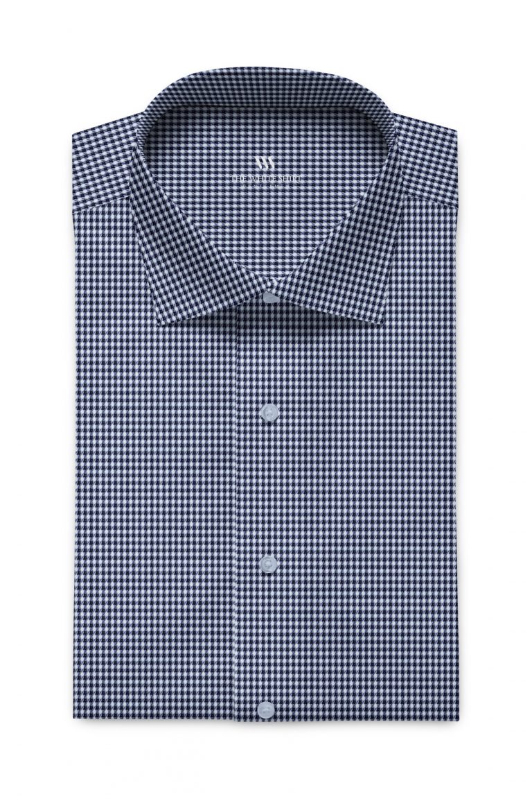 Oriovac Navy Blue Houndstooth Dobby